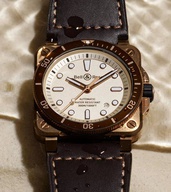 Men's watch / unisex  BELL & ROSS, BR 03-92 Diver White Bronze / 42mm, SKU: BR0392-D-WH-BR/SCA | watchphilosophy.co.uk