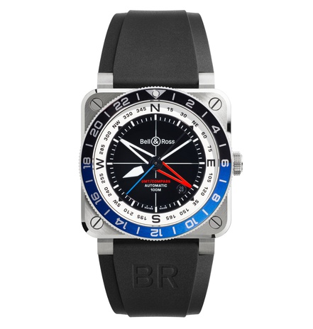 Men's watch / unisex  BELL & ROSS, BR 03 GMT Compass Limited Edition / 42mm, SKU: BR0393-COM-ST/SRB | watchphilosophy.co.uk