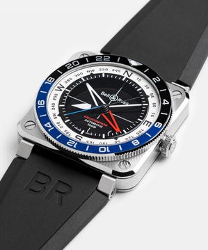 Men's watch / unisex  BELL & ROSS, BR 03 GMT Compass Limited Edition / 42mm, SKU: BR0393-COM-ST/SRB | watchphilosophy.co.uk