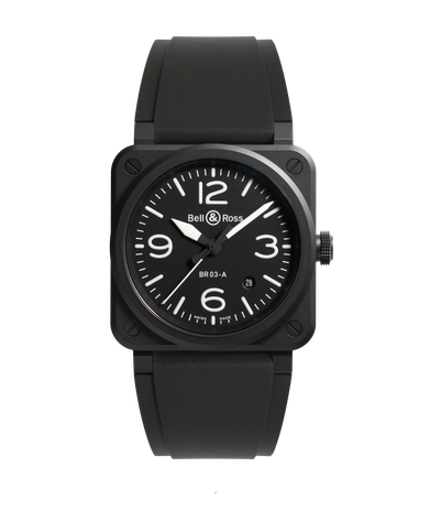 Men's watch / unisex  BELL & ROSS, BR 03 Black Matte / 41mm, SKU: BR03A-BL-CE/SRB | watchphilosophy.co.uk