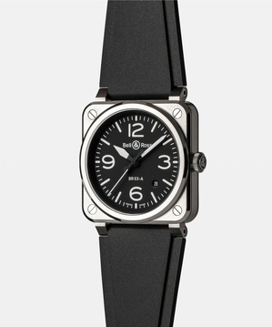 Men's watch / unisex  BELL & ROSS, BR 03 Black Steel / 41mm, SKU: BR03A-BL-ST/SRB | watchphilosophy.co.uk