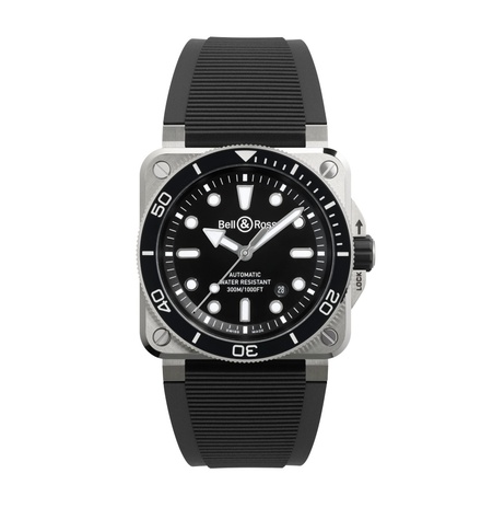Men's watch / unisex  BELL & ROSS, BR-03 Diver Black Steel / 42mm, SKU: BR03A-D-BL-ST-SRB | watchphilosophy.co.uk