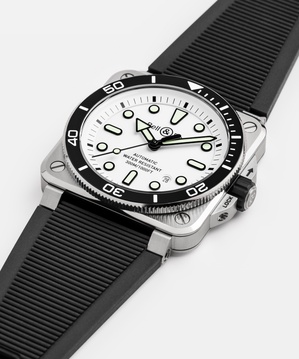 Men's watch / unisex  BELL & ROSS, BR-03 Diver White Steel / 42mm, SKU: BR03A-D-WH-ST/SRB | watchphilosophy.co.uk