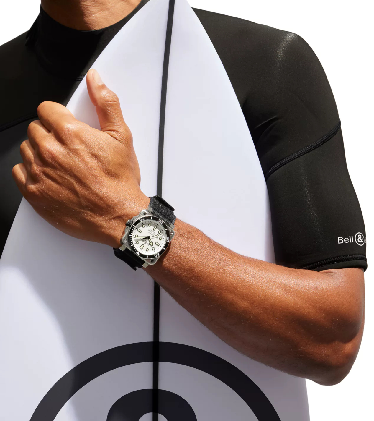 Men's watch / unisex  BELL & ROSS, BR-03 Diver White Steel / 42mm, SKU: BR03A-D-WH-ST/SRB | watchphilosophy.co.uk