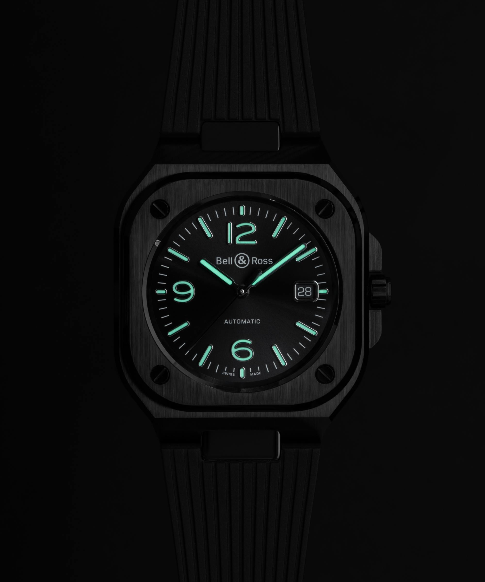 Men's watch / unisex  BELL & ROSS, BR 05 Black Ceramic / 41mm, SKU: BR05A-BL-CE/SRB | watchphilosophy.co.uk