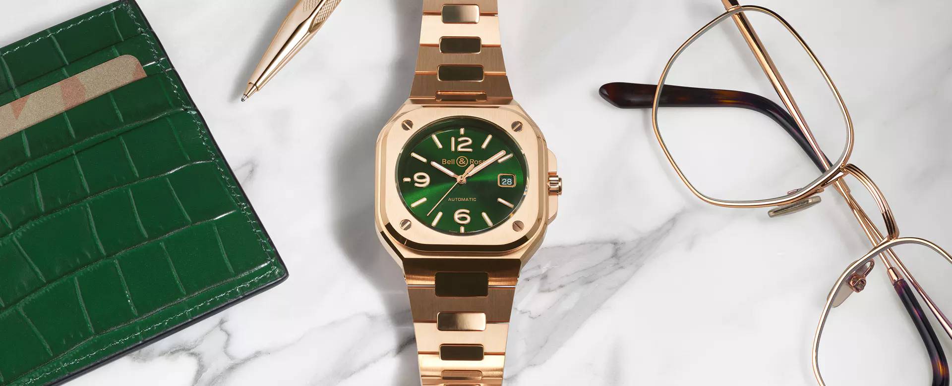 Men's watch / unisex  BELL & ROSS, BR 05 Green Gold / 40mm, SKU: BR05A-GN-PG/SPG | watchphilosophy.co.uk