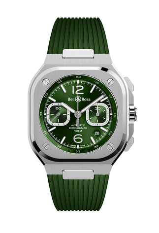 Men's watch / unisex  BELL & ROSS, BR 05 Chrono Green Steel / 42mm, SKU: BR05C-GN-ST/SRB | watchphilosophy.co.uk