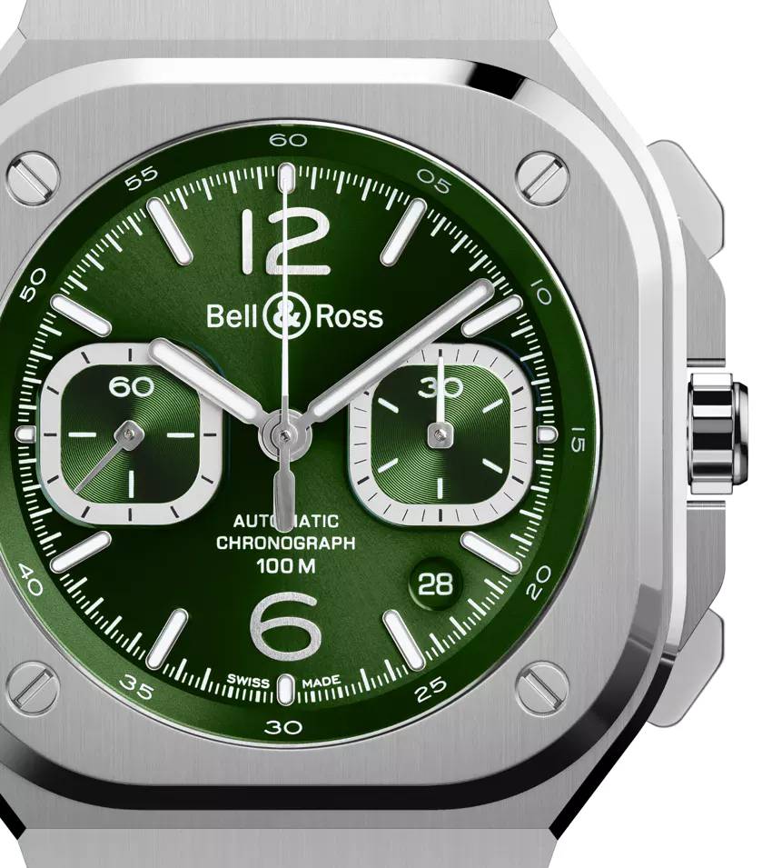 Men's watch / unisex  BELL & ROSS, BR 05 Chrono Green Steel / 42mm, SKU: BR05C-GN-ST/SRB | watchphilosophy.co.uk