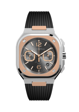 Men's watch / unisex  BELL & ROSS, BR 05 Chrono Grey Steel & Gold / 42mm, SKU: BR05C-RTH-STPG/SRB | watchphilosophy.co.uk