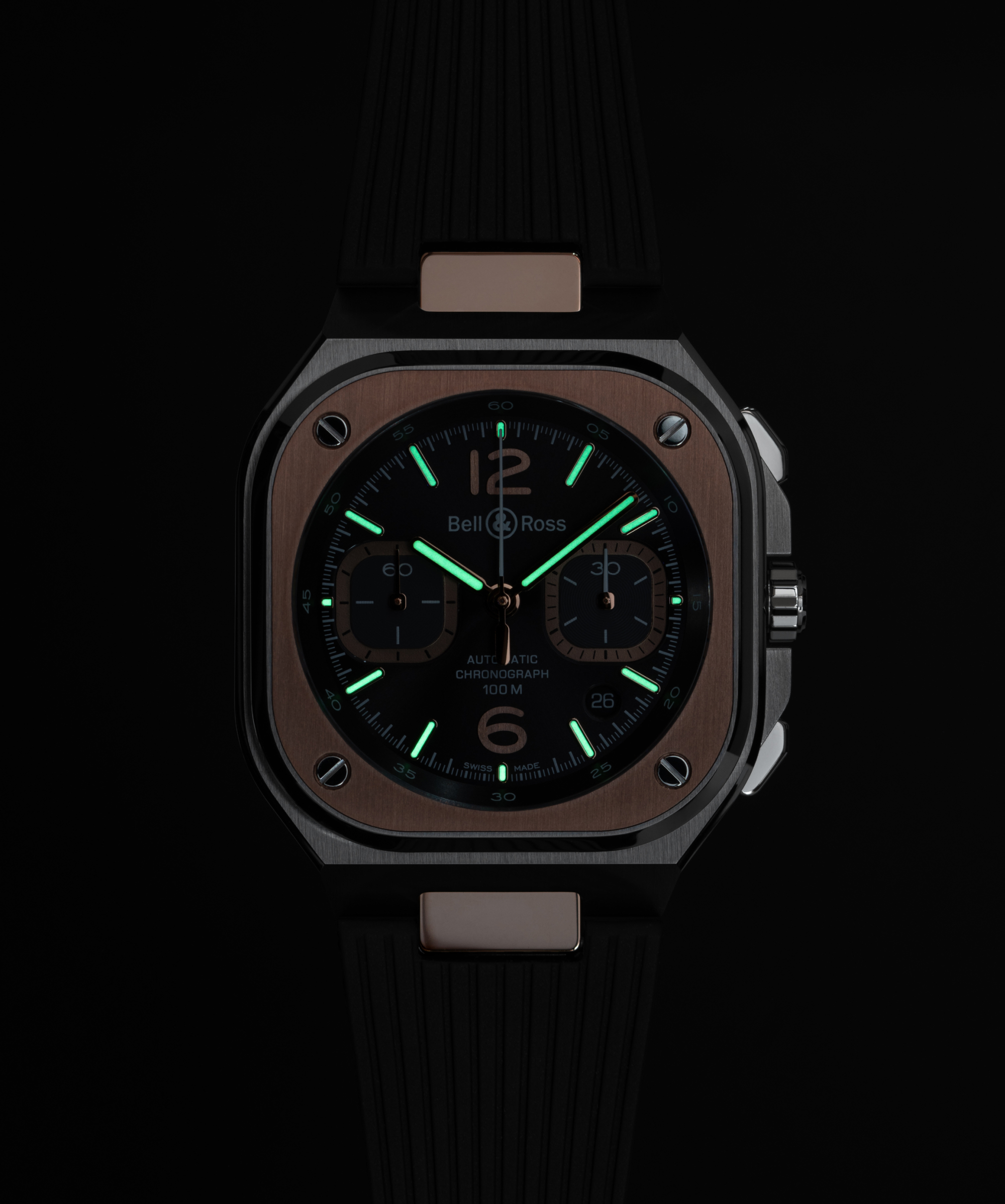 Men's watch / unisex  BELL & ROSS, BR 05 Chrono Grey Steel & Gold / 42mm, SKU: BR05C-RTH-STPG/SRB | watchphilosophy.co.uk