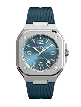 Men's watch / unisex  BELL & ROSS, BR 05 GMT Sky Blue / 41mm, SKU: BR05G-PB-ST/SRB | watchphilosophy.co.uk