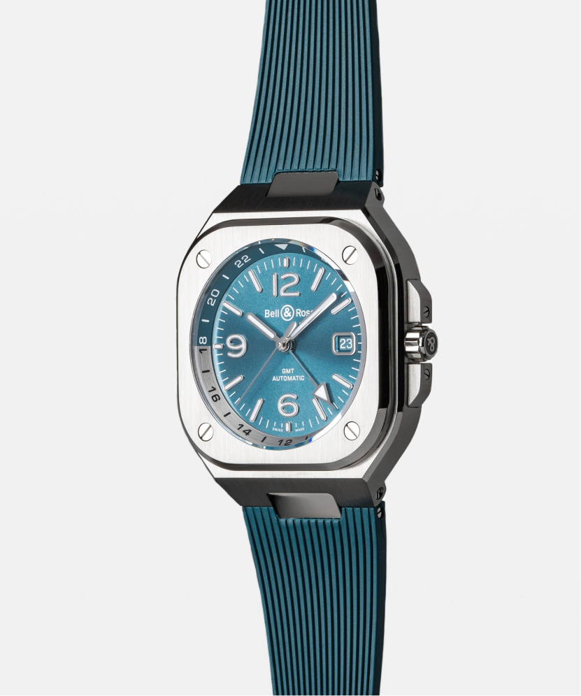 Men's watch / unisex  BELL & ROSS, BR 05 GMT Sky Blue / 41mm, SKU: BR05G-PB-ST/SRB | watchphilosophy.co.uk