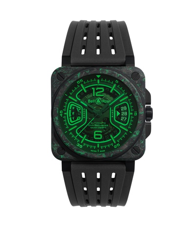 Men's watch / unisex  BELL & ROSS, BR-X3 Night Vision Limited Edition / 41mm, SKU: BRX3R-GN-CA/SRB | watchphilosophy.co.uk