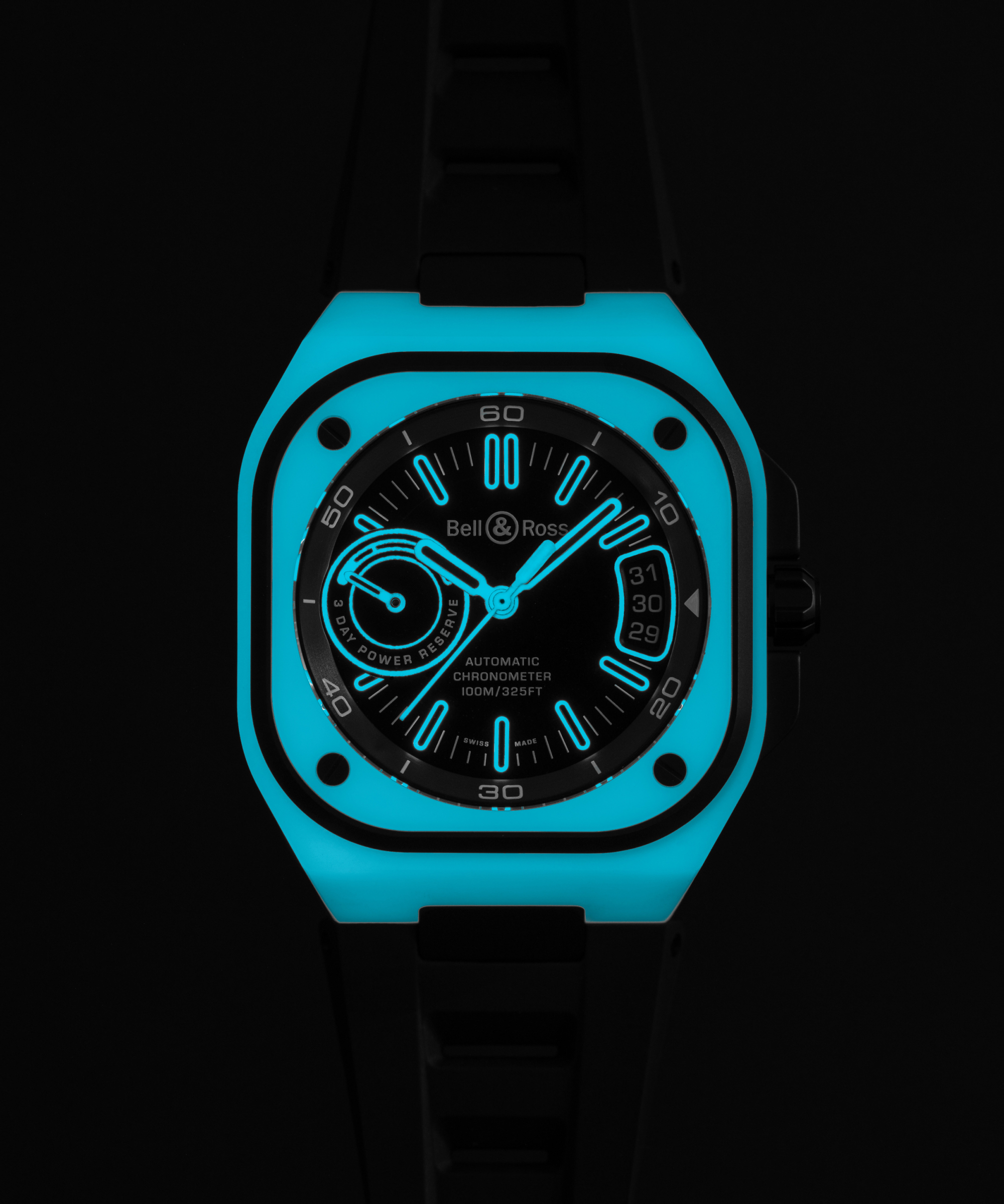 Men's watch / unisex  BELL & ROSS, BR-X5 Blue Lum Limited Edition / 41mm, SKU: BRX5R-BLUM-TC/SRB | watchphilosophy.co.uk