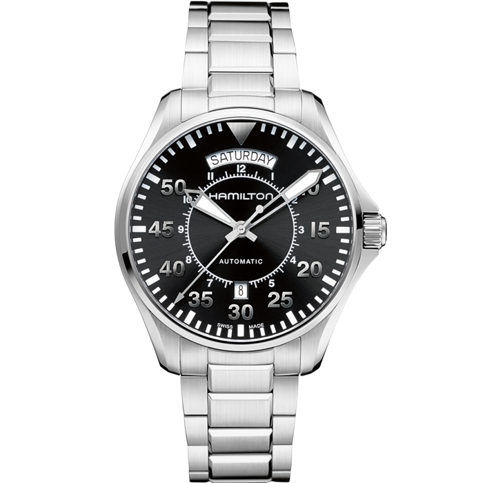 Men's watch / unisex  HAMILTON, Khaki Aviation Pilot Day Date Auto / 42mm, SKU: H64615135 | watchphilosophy.co.uk