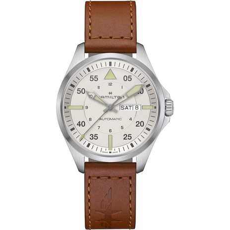 Men's watch / unisex  HAMILTON, Khaki Aviation Pilot Day Date Auto / 42mm, SKU: H64635550 | watchphilosophy.co.uk