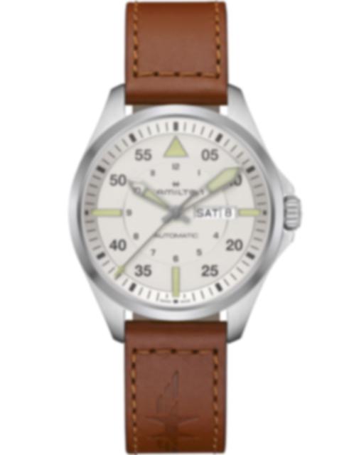 Men's watch / unisex  HAMILTON, Khaki Aviation Pilot Day Date Auto / 42mm, SKU: H64635550 | watchphilosophy.co.uk