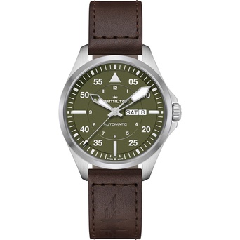 Men's watch / unisex  HAMILTON, Khaki Aviation Pilot Day Date Auto / 42mm, SKU: H64635560 | watchphilosophy.co.uk