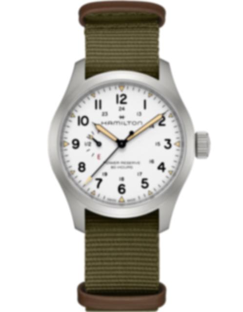 Men's watch / unisex HAMILTON, Khaki Field Mechanical Power Reserve / 40mm, SKU: H69509910 | watchphilosophy.co.uk