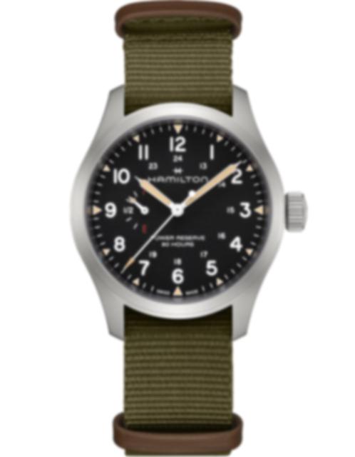 Men's watch / unisex HAMILTON, Khaki Field Mechanical Power Reserve / 40mm, SKU: H69509930 | watchphilosophy.co.uk