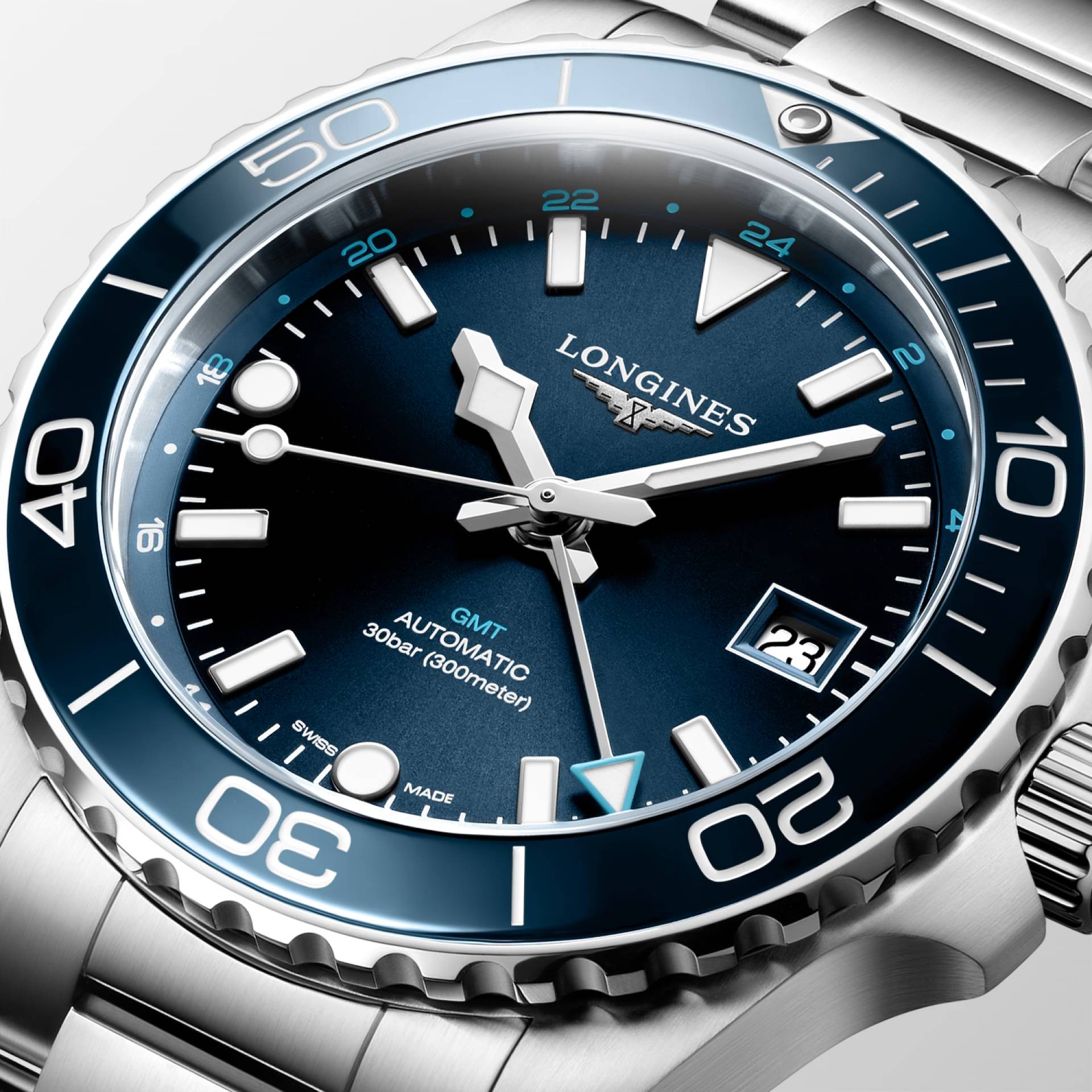 Men's watch / unisex  LONGINES, HydroConquest GMT / 41mm, SKU: L3.790.4.96.6 | watchphilosophy.co.uk