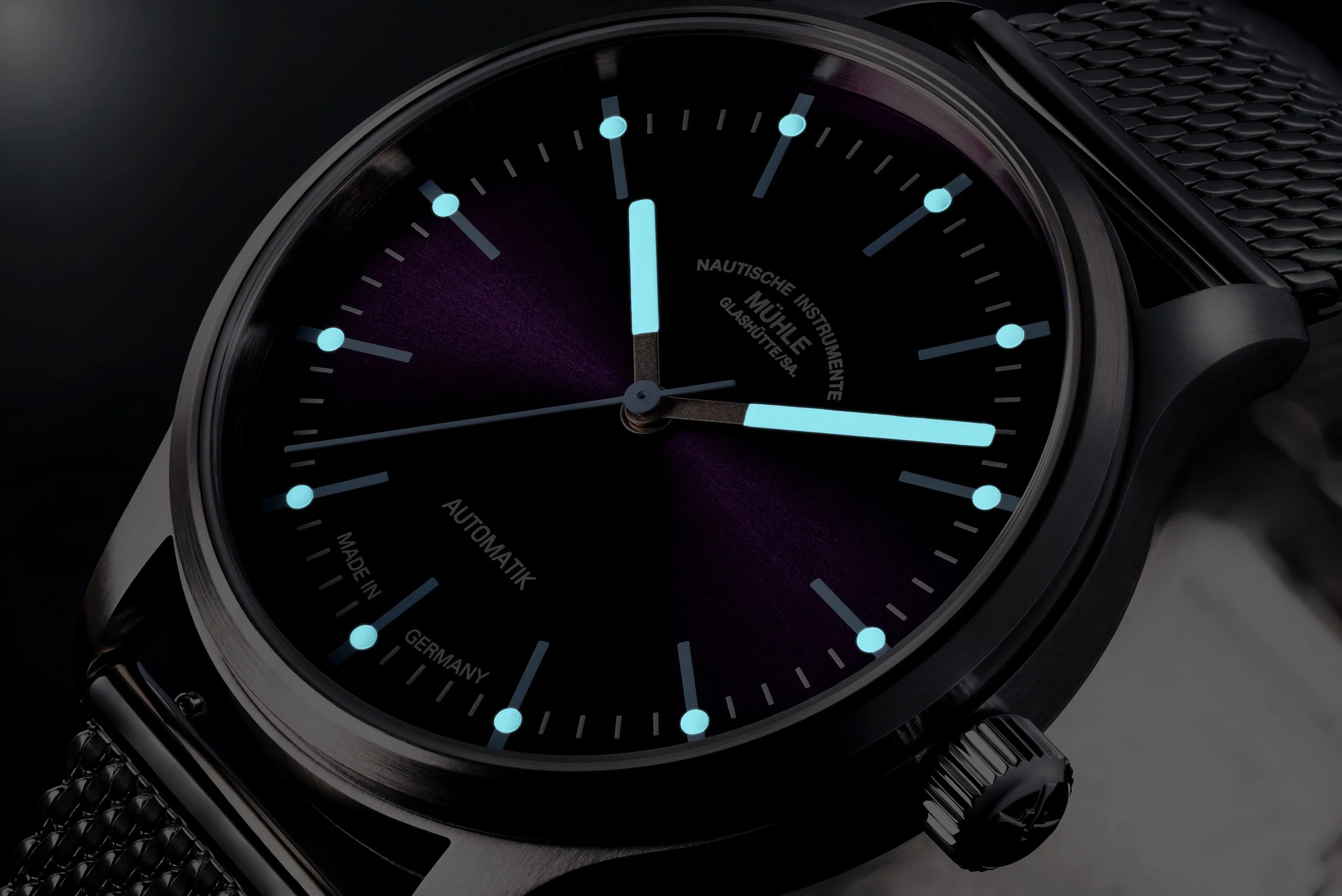 Men's watch / unisex  MÜHLE-GLASHÜTTE, Panova Violet / 40mm, SKU: M1-40-78-1-LB-II | watchphilosophy.co.uk