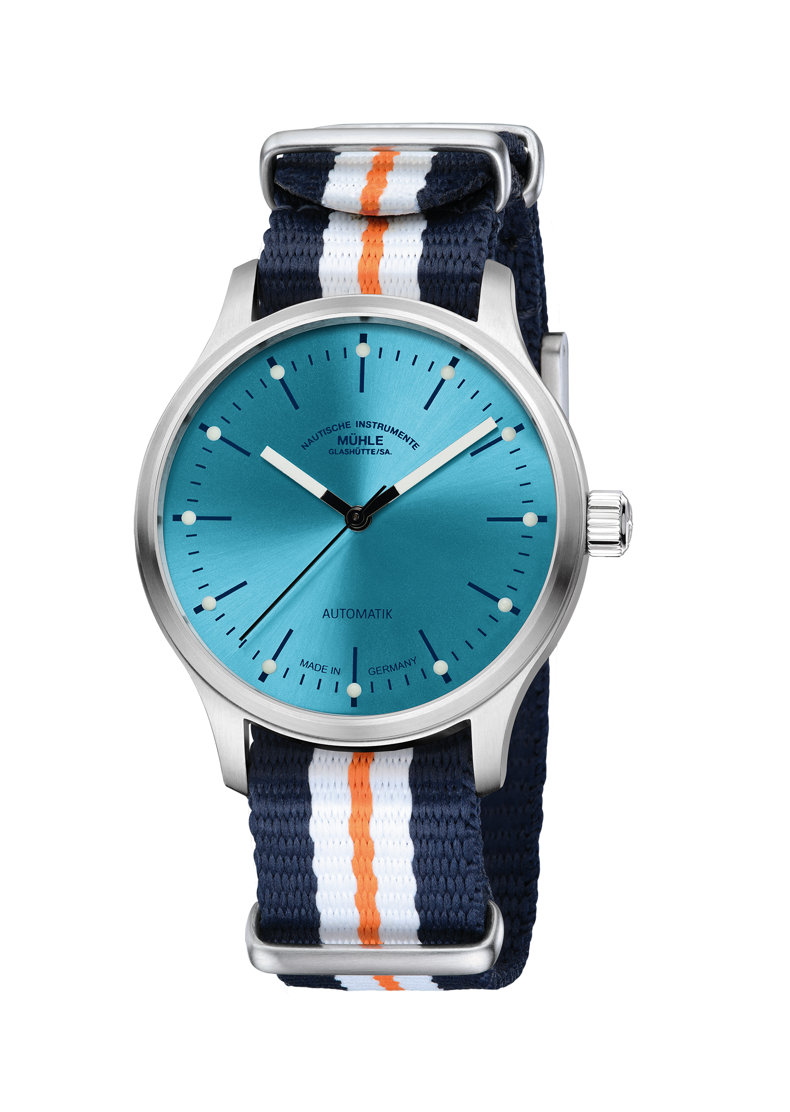 Men's watch / unisex  MÜHLE-GLASHÜTTE, Panova Turquoise Blue / 40 mm, SKU: M1-40-79-NB-I | watchphilosophy.co.uk