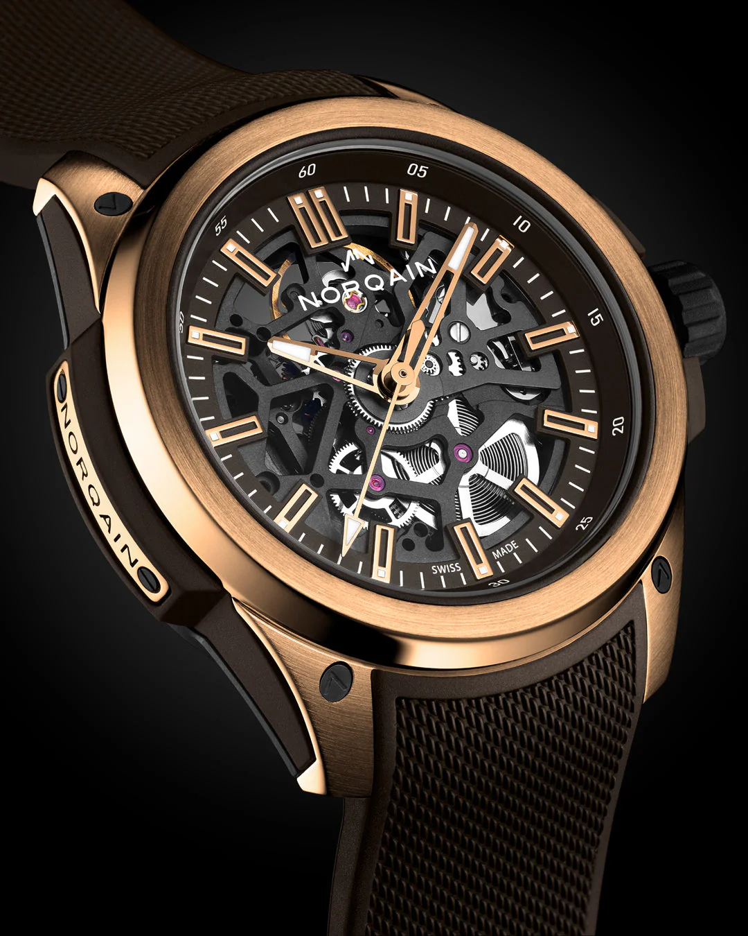 Men's watch / unisex  NORQAIN, Independence Wild One Skeleton Gold / 42mm, SKU: N3000.07G04.N01.R01 | watchphilosophy.co.uk
