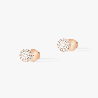 Women Jewellery  MESSIKA, Joy Round Diamonds PM Pink Gold Earrings, SKU: 06954-PG | watchphilosophy.co.uk