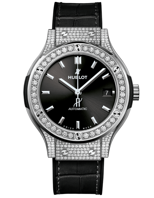 Men's watch / unisex HUBLOT, Classic Fusion Titanium Pave / 38mm, SKU: 565.NX.1470.LR.1604 | watchphilosophy.co.uk