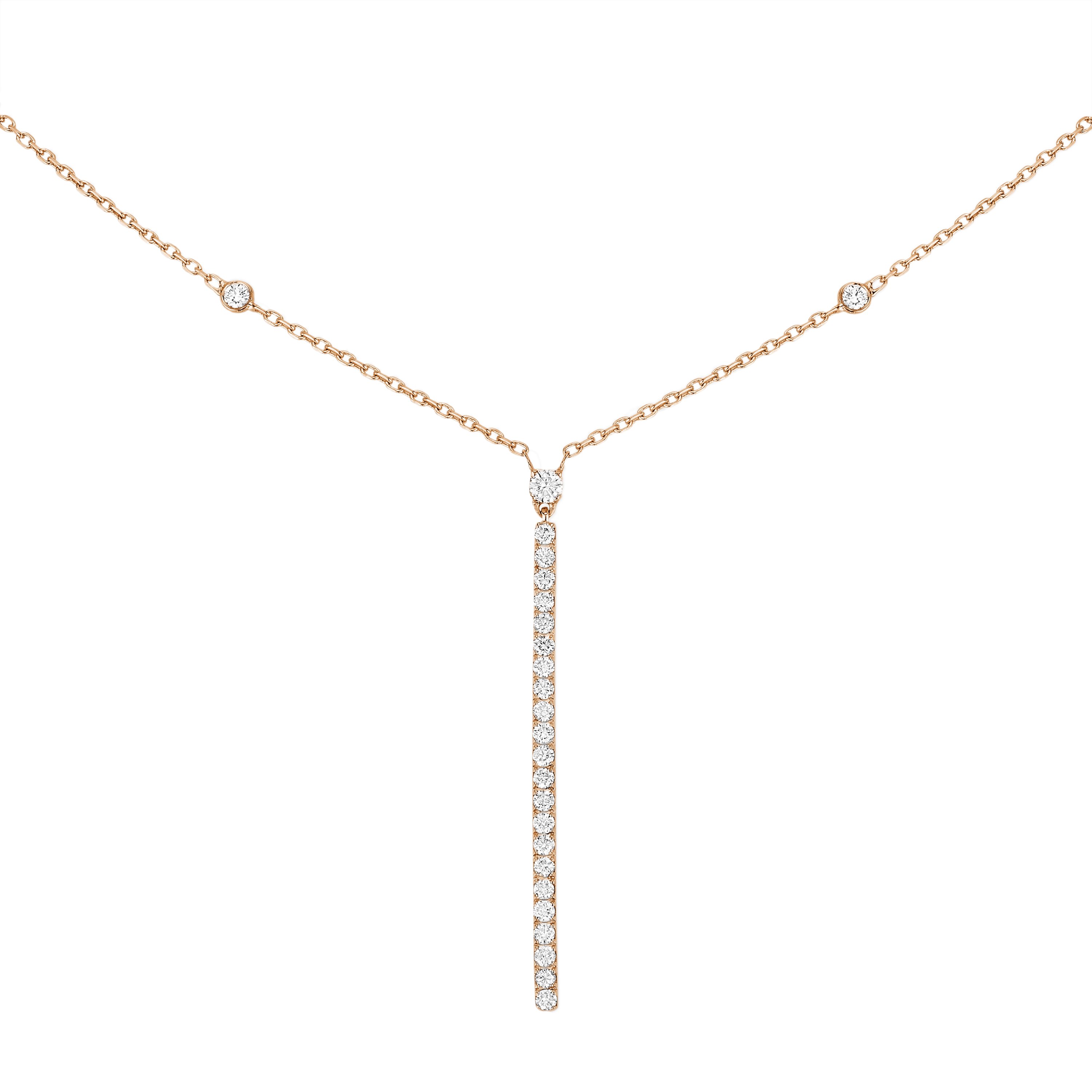Women Jewellery  MESSIKA, Gatsby Vertical Bar Pink Gold Diamond Necklace, SKU: 05448-PG | watchphilosophy.co.uk