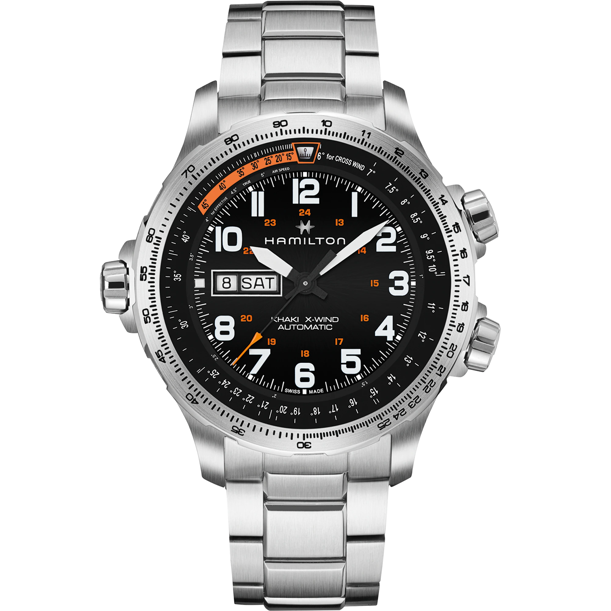 Men's watch / unisex  HAMILTON, Khaki Aviation X-Wind Day Date Auto / 45mm, SKU: H77755133 | watchphilosophy.co.uk