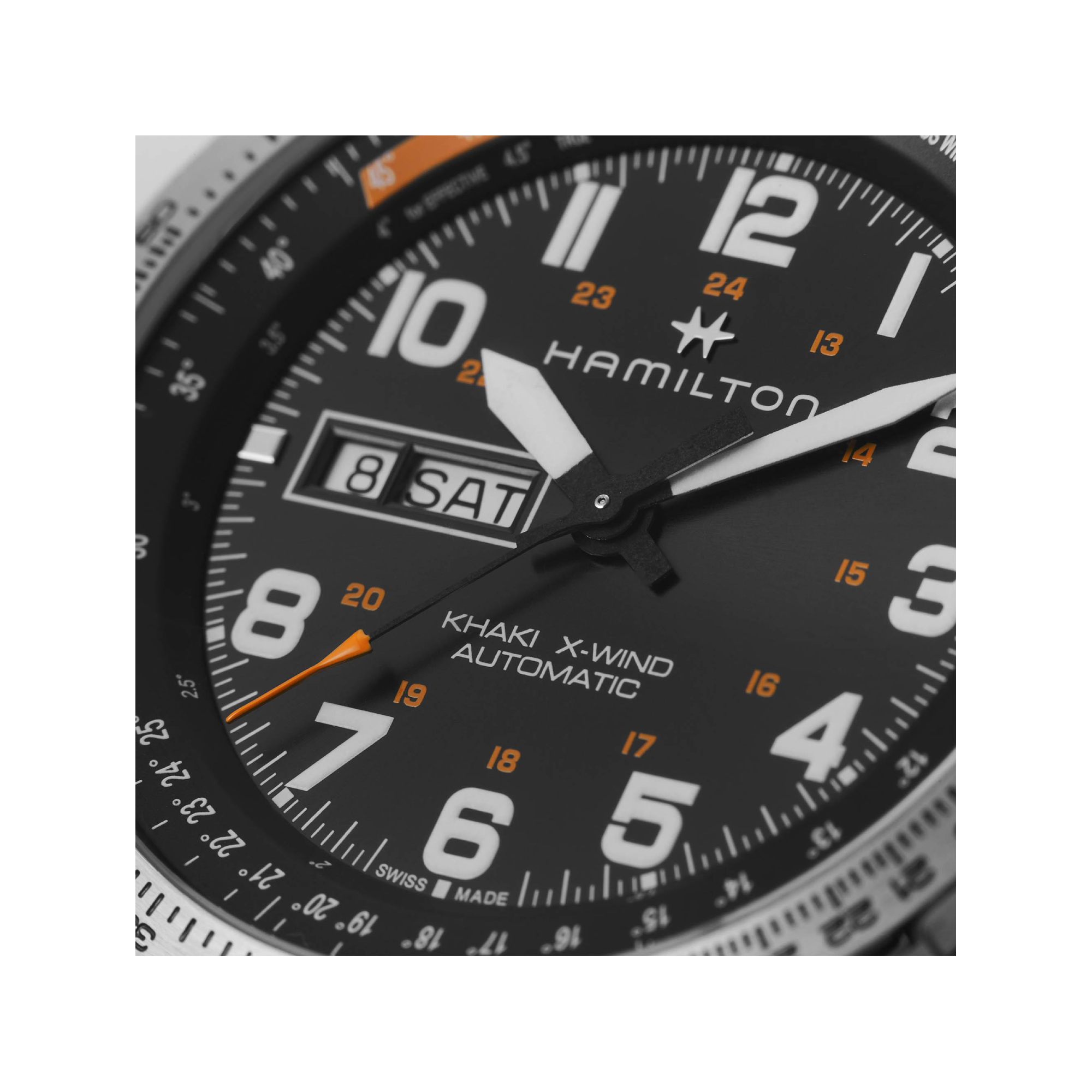 Men's watch / unisex  HAMILTON, Khaki Aviation X-Wind Day Date Auto / 45mm, SKU: H77755133 | watchphilosophy.co.uk