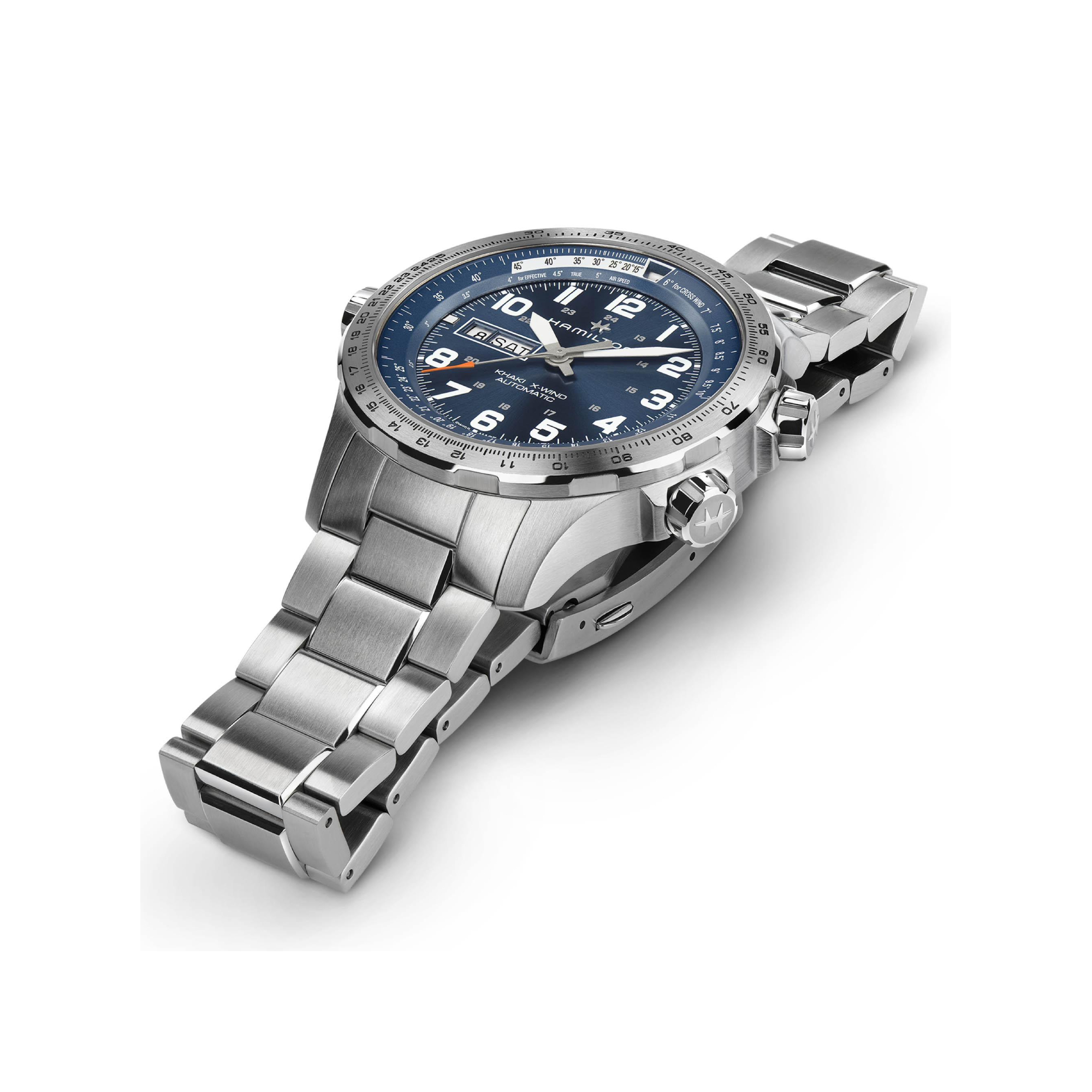 Men's watch / unisex  HAMILTON, Khaki Aviation X-Wind Day Date Auto / 45mm, SKU: H77765141 | watchphilosophy.co.uk