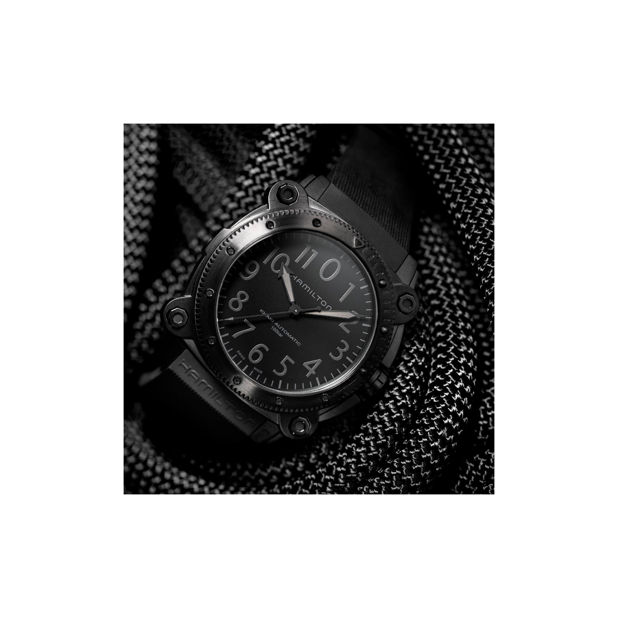 Men's watch / unisex  HAMILTON, Khaki Navy BeLOWZERO Auto Titanium / 46mm, SKU: H78505330 | watchphilosophy.co.uk