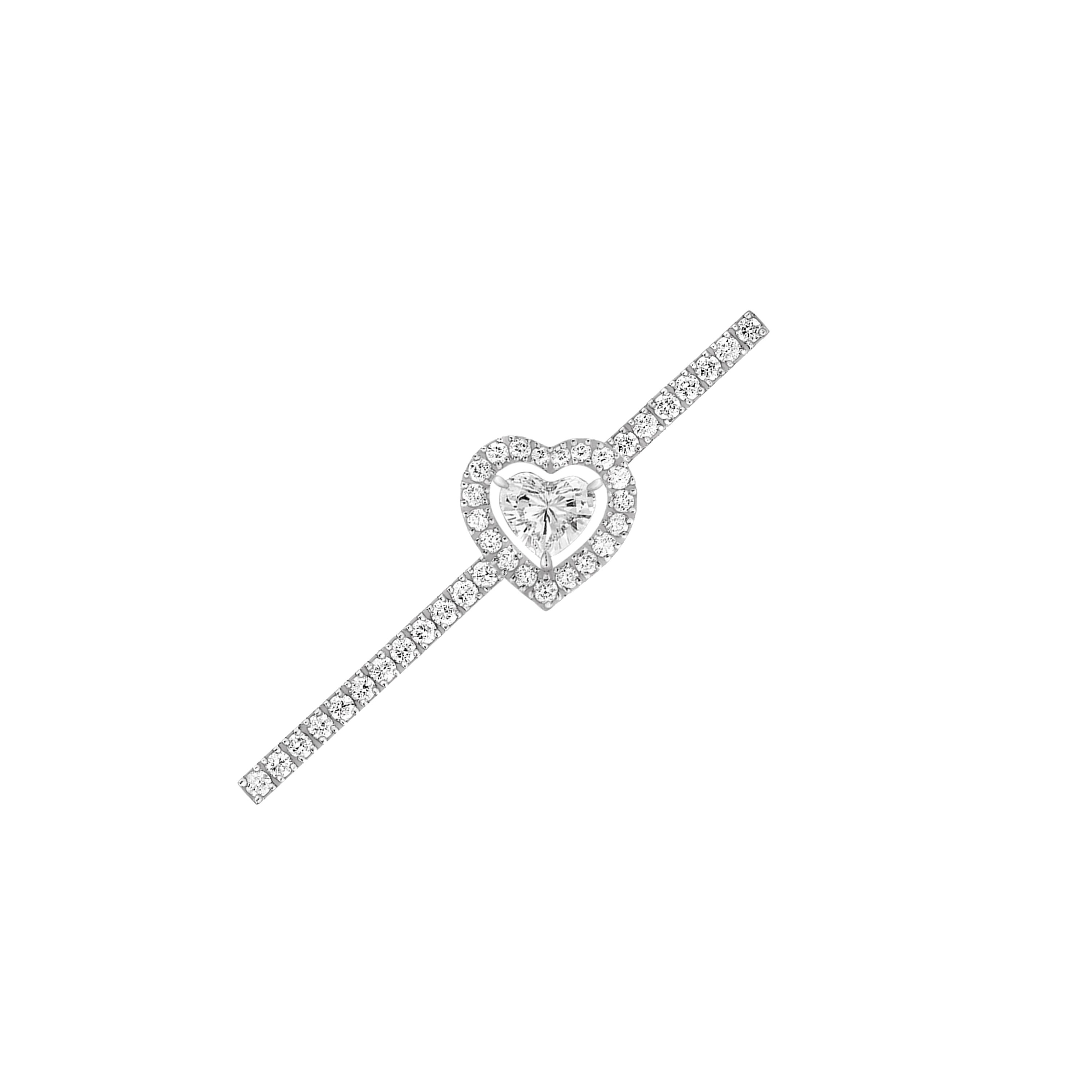 Women Jewellery  MESSIKA, Joy Cœur 0.15ct Single Pavé-Set Diamond White Gold Earring, SKU: 11433-WG | watchphilosophy.co.uk